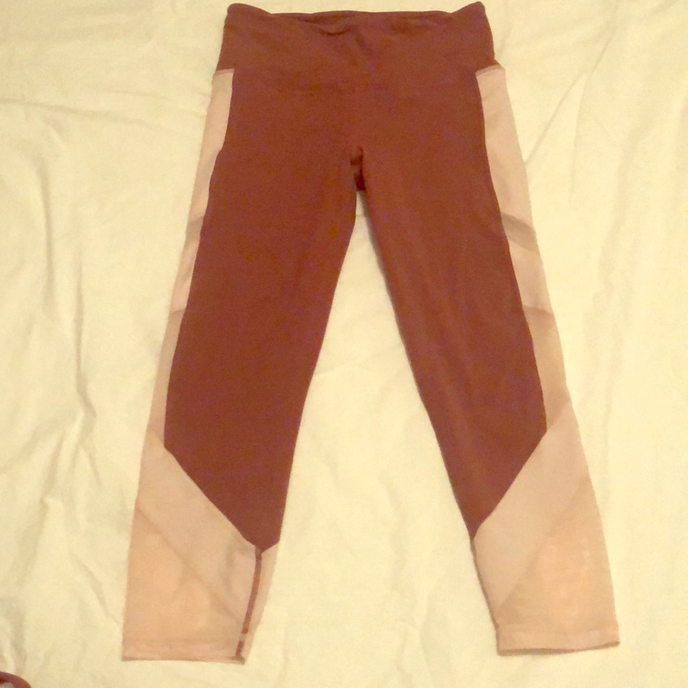 Athleta crop workout pants with sheer legs
